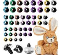 TIESOME 48 Pcs Craft Eyes, 12/16/20mm Colored Safety Eyes with Washers, Plastic Crochet Eye for Amigurumi, Crafts, Buttons, Noses, DIY Sewing Accessories, 8 Colors