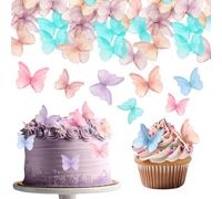 TIESOME 48 Pcs Edible Butterflies for Cake Decorating, Vivid Butterfly Cake Topper Butterfly Cupcake Decorating for Wedding Birthday Anniversary Flower Themed Party Decorating Princess Games(Colorful)