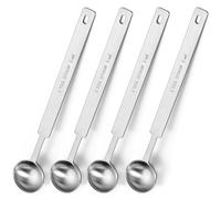 TIESOME 4PCS 5ml Teaspoon Measuring Spoons, Extra Long Handle Single Measuring Spoon Stainless Steel Teaspoon Scoops with Hanging Holes
