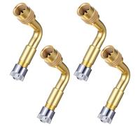 TIESOME 4PCS 90 Degree Valve Stem Extenders, Universal Brass Tire Valve Extension Adaptor Metal Stem Extensions for Passenger Cars Bicycles Motorcycles Trailers RV Vehicles (Gold)
