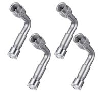 TIESOME 4PCS 90 Degree Valve Stem Extenders, Universal Brass Tire Valve Extension Adaptor Metal Stem Extensions for Passenger Cars Bicycles Motorcycles Trailers RV Vehicles (Silver)