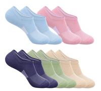 TIESOME 5 Pairs Low Cut Sneaker Socks with Breathable Mesh, Women's No Show Ankle Invisible Socks Multi-Color Athletic Running Sneaker Liner for US Size 5-10