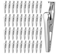 TIESOME 50 Pcs Alligator Clips, 35mm/1.38" Metal Test Crocodile Clamps, Spring Loaded Electrical Wire Clips for Lab Electronics Testing, Silver Tone