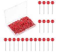 TIESOME 500PCS Red Thumb Tacks, 1/8 Inch Round Head Map Tacks, Plastic with Stainless Steel Tip for Travel Maps, Office, School & Home Decor