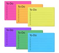 TIESOME 6 Pack To Do List Sticky Notes, 300 Sheets Self-Stick Notes with Line, Colors Adhesive Memo Notepad Bulk, Home Office School Planner Reminder Supplies, 4 x 2.8 Inch