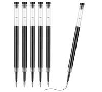 TIESOME 6 Pcs Refill 0.5mm Needle Tip Liquid Gel Pen, Black Ink, Fine Point BallPoints for Daily Work Writing School Office Supplies