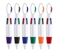 TIESOME 6 Pieces Retractable Shuttle Pens, Portable 4-in-1 Ballpoint Pens Multicolor Pens with Buckle Keychain on Top for Office School Supplies Students Gifts Party Favors