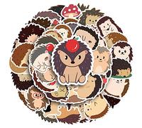 TIESOME 60 Pcs Cute Hedgehog Stickers, Waterproof Colorful Cartoon Vinyl Hedgehog Stickers Decal, Summer Hedgehog Pack Decoration for Water Bottle Laptop Car Bicycle Home Office Halloween Christmas