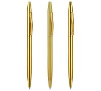 TIESOME Ballpoint Pens, 3 Pack Slim Stainless Steel Metallic Retractable Pens Black Ink 1 mm Nice Gift for Business Office Students Teachers Wedding Christmas (Gold)
