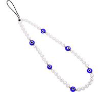 TIESOME Beaded Phone Charm, Evil Eye Beaded Lanyard Wrist Strap Face Beaded Phone Charm Handmade Phone Chain Strap Keychain for Men Women Girls Cell Phone String Strap (Set B)
