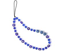 TIESOME Beaded Phone Lanyard, Evil Eye Charm Wrist Strap, Gemstone Mobile Chain for Men Women Cell Phone (Blue)