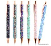 TIESOME Bling Metal Pens, 3/6Pcs Bling Metal Ballpoint Pens, 1.0 mm Click Retractable Ballpoint Pens Black Ink Smooth Writing Pen for School Office Gift Supplies(Color,6Pcs)