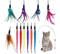 TIESOME Cat Feather Wand Toys - 12 PCS Interactive Replacement Feathers Refills - Kitten Chase Exercise Toys