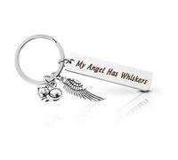 TIESOME Cat Memorial Gift Keychain, Loss of Pet Key Chain Pet Loss Sympathy Gifts My Angel Has Whiskers Jewelry Gift Loss of Cat Gift for Cat Pet Lover Women Men