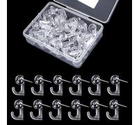 TIESOME Clear Push Pins, 50 Pcs Drawing Pins with Thumb Tacks Hook Thumb Tacks for Cork Thumbtacks for Photo Wall, Bulletin Board, Home Wall, Home Office School Supplies