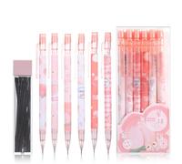 TIESOME Cute Mechanical Pencil Set Include 6 Pcs 0.5mm Kawaii Mechanical and 100 Pcs Replacement Pencil Refills, Kawaii Stationary Cute School Supplies Pencils for Writing Drawing Sketching Drafting