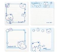TIESOME Cute Sticky Notes, 4 Pack Cartoon Sticky Notes Cute Bear Markers Flags Self-Stick Memo Pads Students Home Office Roommates Gifts Tab Supplies 320 Sheets (inches, 3.14 x 3.14in)