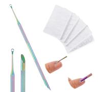 TIESOME Cuticle Pusher with 2 Ends, 1 Pcs Pre-Treatment Cuticle Pusher with 5 Sandpaper Sheets, Russian Prep Nail Art Dead Skin Removing Manicure Tool for Manicure Pedicure Nail Art(Colorful)