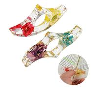 TIESOME Dried Flower Resin Book Page Holder, 2 Pcs Transparent Thumb Bookmarks Thumb Ring Page Book Opener Book Accessories for Teachers Readers Book Lovers Bookworm Literary(B)