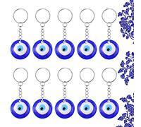 TIESOME Evil Eye Keychain Charms Pendant, 10Pcs Crafting Evil Eye Charm Gemstone Keychain with Keyring Jewelry Accessories Amulet for Good Luck