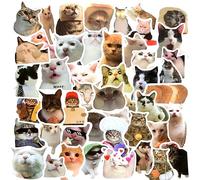 TIESOME Funny Cat Decals, 50 Pcs Kawaii Kitten Stickers Waterproof for Water Bottles, Vinyl Aesthetic Decals for Cat Lovers, Scrapbook, Laptop, Phone