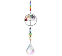 TIESOME Healing Crystal Sun Catcher, Tree of Life Sun Catcher Pendant For Car Rearview Mirror Hanging Wind Chimes Suncatcher Rainbow Pendant Spiritual Gifts for Women