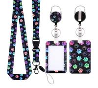 TIESOME ID Badge Holder With Retractable Lanyard, Cute Sloth Plastic Card Holder Fashionable Neck Crossbody Credit Cards ID Protector With Breakaway for Nurse Doctor Teacher (Dog Claws)