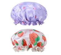 TIESOME Kids Shower Caps, 2 PCS Yellow & Purple Waterproof Double Layers Shower Caps Cute Rabbit Bonnets Elastic Band Bonnet Satin and Eva Soft Kids Sleeping Cap Reusable Shower Cap for Kids