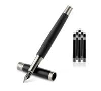 TIESOME Luxury Fountain Pen Set, Metal Fountain Pen with 6 2.6mm Ink Cartridges Smooth Writing Calligraphy Pens for Journaling Gift Office Business (0.5mm fine point)