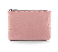 TIESOME PU Lychee Pattern Zipper Coin Purse - Portable Mini Change Wallet for Women, Credit Card ID Key Headset Lipstick Pocket (Pink)