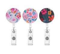TIESOME Retractable Badge Holders, 3 Pack ID Card Holders with Alligator Clip Decorative Badge Reel Clip on Holders for Nurse Teacher Student Office Worker