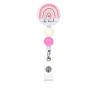 TIESOME Retractable Badge Reels with Alligator Clip, Cute Rainbow ID Badge Holder Heavy Duty ID Card Holder Name Badge Clip with Beads Gifts for Nurse Medical Teacher Student Office Work Supplies (A)
