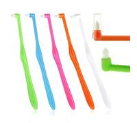 TIESOME Single End Tufted Toothbrush, 5 Pcs Interspace Tooth Brush Tapered Trim Tooth Cleaner Interdental Toothbrush Tuft Gap Toothbrush for Orthodontic Detail Cleaning