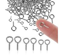 TIESOME Small Metal Eye Pins, 300 PCS Silver Hooks Eyelet Screws Peg Mini Self Tapping Screw Threaded Clasps Hooks for Jewellery Making DIY Craft Hanging Ornament 3 Sizes