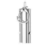 TIESOME Stainless Steel Survival Whistle, 120dB Loud Whistle Double Tube Emergency Safety Whistle with Keyring for Camping Hiking Outdoor Boating Rescue Signaling