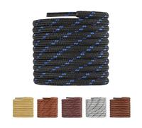 TIESTRA Round Shoe Laces Walking Work Boots Laces Heavy Duty, Trainer Laces for Safety Boots, Hiking Steel Toe Cap Boots, Premium Strong Durable Shoelaces Black Blue 150cm