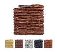 TIESTRA Round Shoe Laces Walking Work Boots Laces Heavy Duty, Trainer Laces for Safety Boots, Hiking Steel Toe Cap Boots, Premium Strong Durable Shoelaces Coffee Brown 140cm