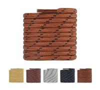 TIESTRA Round Shoe Laces Walking Work Boots Laces Heavy Duty, Trainer Laces for Safety Boots, Hiking Steel Toe Cap Boots, Premium Strong Durable Shoelaces Brown Black 140cm