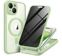 TIESZEN for iPhone 15 Case, Compatible with MagSafe, Built-in Privacy Screen Protector and Camera Protection, Anti Spy Full Body Dustproof Shockproof Hard Phone Case 6.1", Mint Green