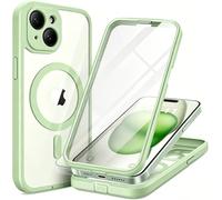 TIESZEN for iPhone 15 Case, Compatible with MagSafe, Built-in Privacy Screen Protector and Camera Protection, Anti Spy Full Body Dustproof Shockproof Hard Phone Case 6.1", Mint Green