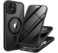 TIESZEN for iPhone 15 Case, Compatible with MagSafe, Built-in Privacy Screen Protector and Camera Protection, Anti Spy Full Body Dustproof Shockproof Hard Phone Case 6.1", Black
