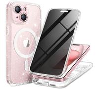 TIESZEN for iPhone 15 Plus Case, Compatible with MagSafe, Built-in Privacy Screen Protector and Camera Protection, Anti Spy Full Body Dustproof Shockproof Hard Phone Case 6.7", Shiny Clear
