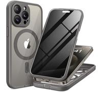TIESZEN for iPhone 15 Pro Case, Compatible with MagSafe, Built-in Privacy Screen Protector and Camera Protection, Anti Spy Full Body Dustproof Shockproof Hard Phone Case 6.1", Dark Gray