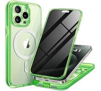 TIESZEN for iPhone 15 Pro Case, Compatible with MagSafe, Built-in Privacy Screen Protector and Camera Protection, Anti Spy Full Body Dustproof Shockproof Hard Phone Case 6.1", Bright Green
