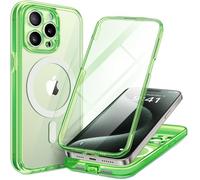 TIESZEN for iPhone 15 Pro Max Case, Compatible with MagSafe, Built-in Privacy Screen Protector and Camera Protection, Anti Spy Full Body Dustproof Shockproof Hard Phone Case 6.7",Bright Green