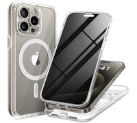 TIESZEN for iPhone 15 Pro Max Case, Compatible with MagSafe, Built-in Privacy Screen Protector and Camera Protection, Anti Spy Full Body Dustproof Shockproof Hard Phone Case 6.7", Clear