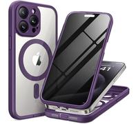TIESZEN for iPhone 15 Pro Max Case, Compatible with MagSafe, Built-in Privacy Screen Protector and Camera Protection, Anti Spy Full Body Dustproof Shockproof Hard Phone Case 6.7", Purple