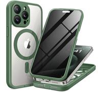 TIESZEN for iPhone 15 Pro Max Case, Compatible with MagSafe, Built-in Privacy Screen Protector and Camera Protection, Anti Spy Full Body Dustproof Shockproof Hard Phone Case 6.7", Pine Green