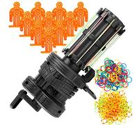 TIETHEKNOT rubber band gun 12 rapid bursts Rubber band gun Toy gun Plastic toy Machine gun toy 10 special shooting targets 200 rubber bands (fluorescent and color) (black)