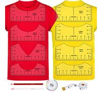 tietoc 12Pcs Tshirt-Ruler Guide for Vinyl Alignment, for Heat Press, Transparent V-Neck/Round PVC Ruler for Children Youth Adult, Front and Back Measurement